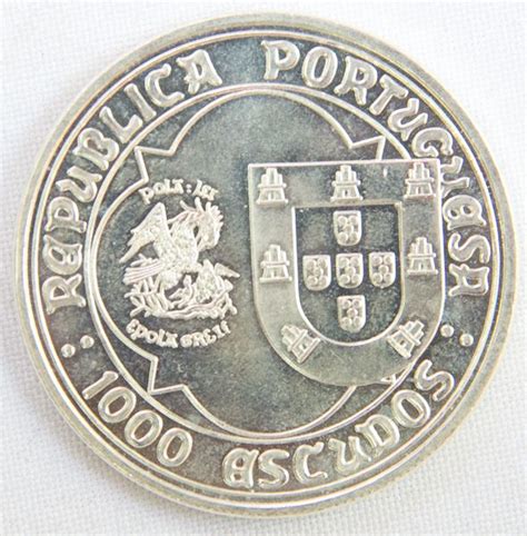 Moeda de prata portuguesa de 1000 escudos D João II