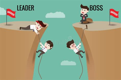 The Difference between Leader and Boss Stock Vector - Illustration of ...