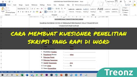 Cara Membuat Kuesioner Penelitian Skripsi Yang Rapi Dan Terstruktur Di