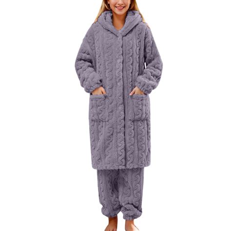 Ehqjnj Womens Sleepwear Sexy Women Fuzzy Pajama Set Warm Fluffy Long Sleeve Sleepwear Plush