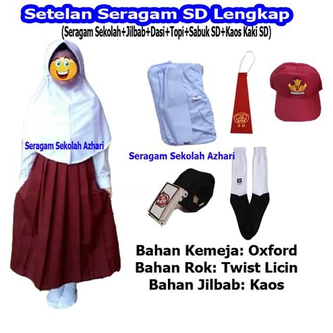 Set Lengkap Seragam Sekolah Sd Perempuan Merah Putihjilbabkaos Kaki