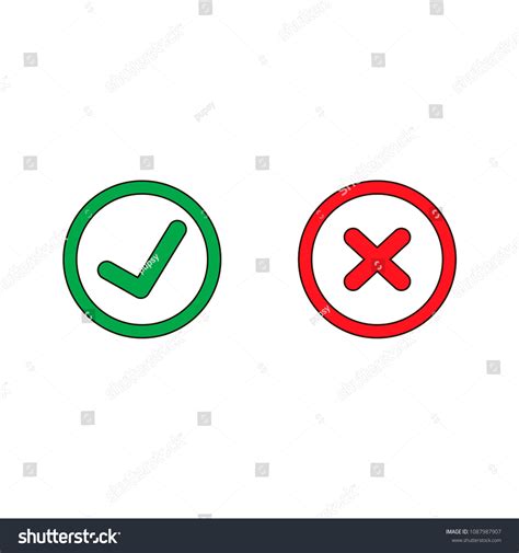 Tick And Cross Signs Green Checkmark OK And Red Royalty Free Stock