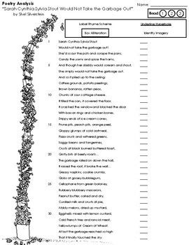 Sarah Cynthia Sylvia Stout - Shel Silverstein Poetry Analysis | TPT