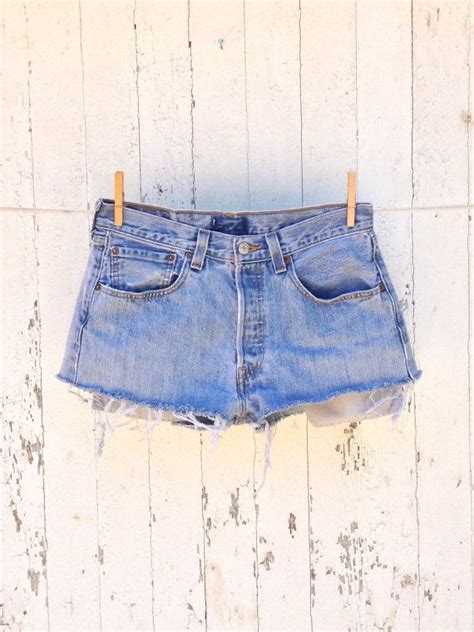 Levis High Waisted Cut Off Denim Shorts Waist