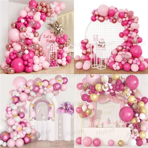 Hot Pink Rose Gold Balloon Arch Kit Ballon Birthday Set Helium Balloon