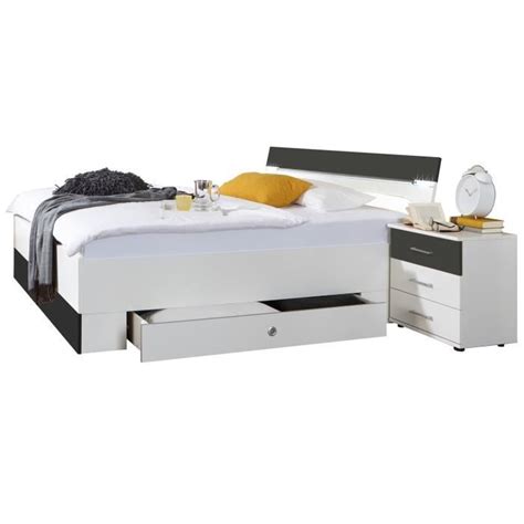 Lit Adulte Double X Cm King Size Chevets Tiroirs Blanc