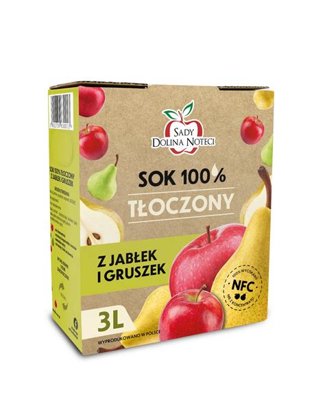 Sok tłoczony jabłko gruszka KARTON 3 litry SADY DOLINA NOTECI