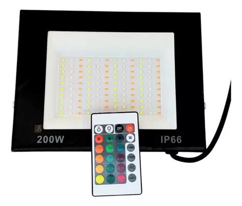 Foco Led Bivolt Rgb De W Con Carcasa Negra Control De Color V