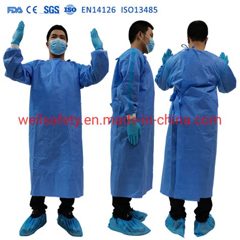 PP PE Lab Coat Waterproof Health Disposable ANSI AAMI Level 3 Level 2