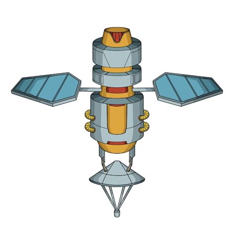 Satélite futurista de desenho animado Vetor Premium