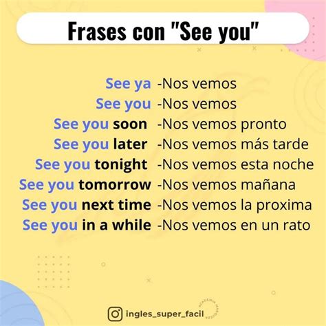 Ingles Super Facil On Instagram Frases Con See You Ingl S