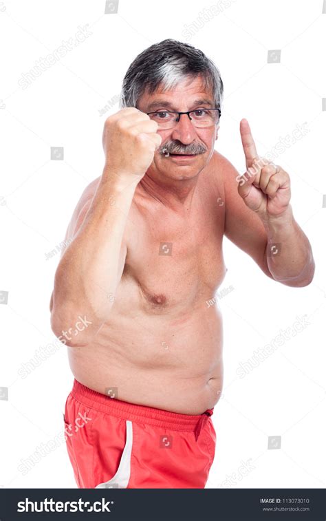 Angry Naked Senior Man Gesturing Isolated Stock Photo 113073010 Shutterstock