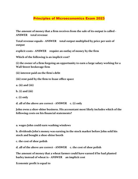 Solution Principles Of Microeconomics Exam 2023 Studypool