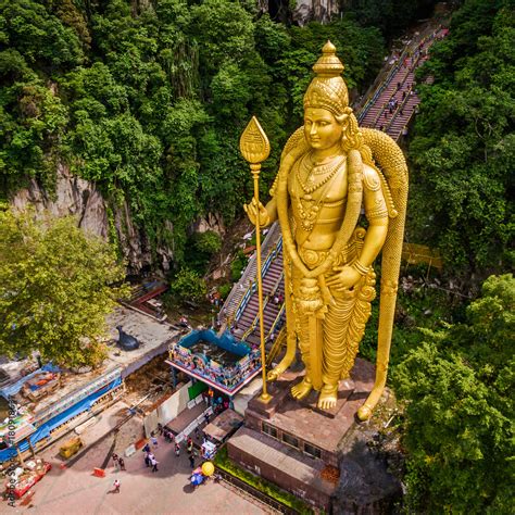 batu caves  kuala lumpur malaysia aerial view  lord murugan