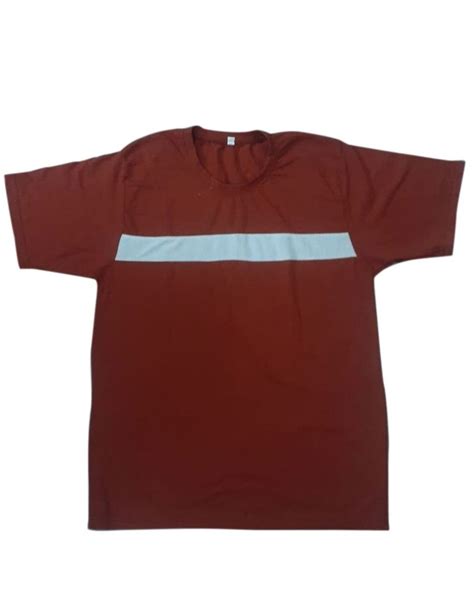 Half Sleeve Cotton Mens Maroon Round Neck T Shirt Size Medium At Rs