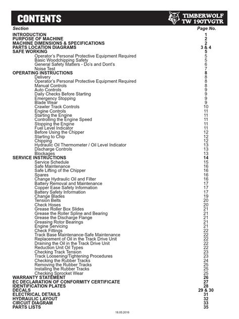 Timberwolf TW 190TVGTR Wood Chipper Instruction Manual | PDF | Engines ...
