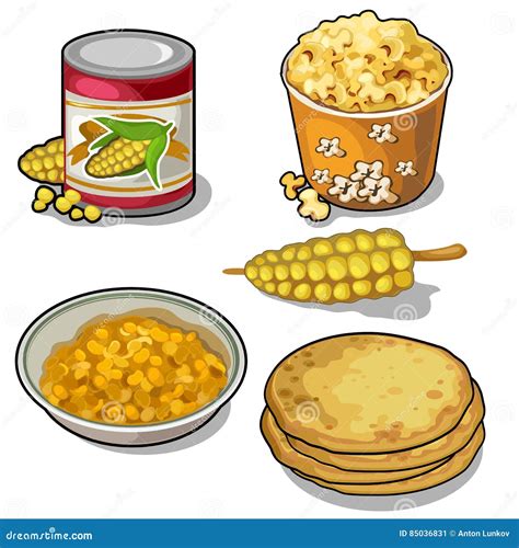 Delicious and Nutritious Corn Set in Five Types Stock Vector