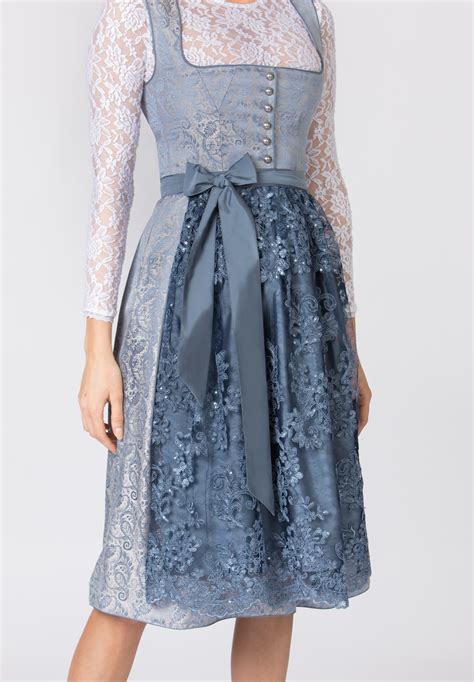 B Ware Wahl Dirndl Midi Cm Sidonia Rauchblau Blau