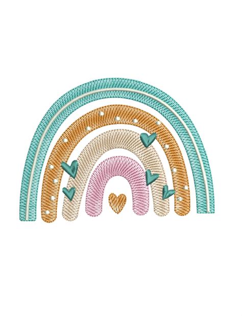 Boho Rainbow Machine Embroidery Design Rainbow Embroidery Etsy