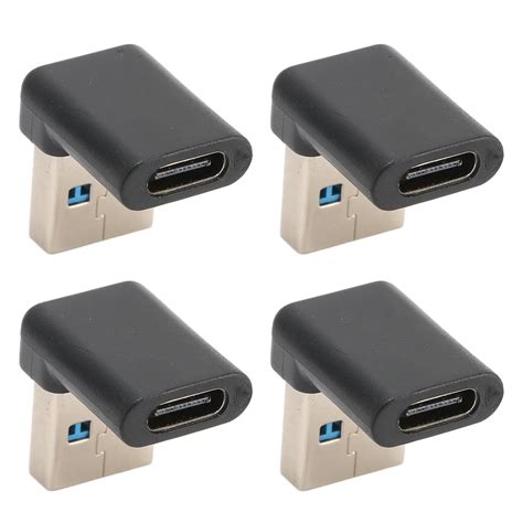 4pcs USB Type C Right Angle Adapter 10Gbps Transmission Portable USB Male to Type C Female ...