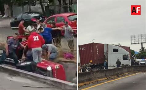 Tr Iler Choca Contra Muro De Contenci N Y Camioneta Cae Dentro De Canal