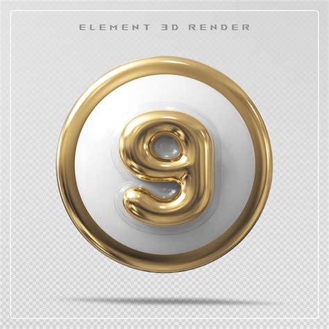 Premium PSD | 9 number gold with circle 3d render