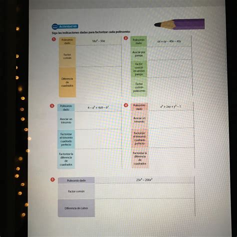 Siga Las Indicaciones Dadas Para Factorizar Cada Polinomio Por Favor