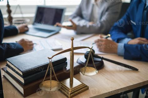 Brass Scales Are Placed On Lawyers Desks In Legal Advice Offices As A