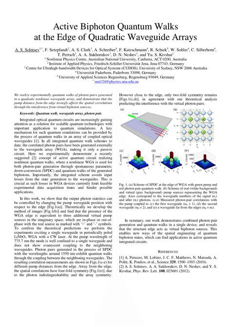 Pdf Active Biphoton Quantum Walks At The Edge Of Quadratic Waveguide