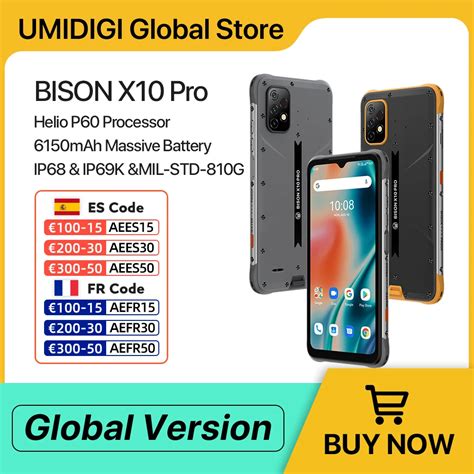 UMIDIGI BISON X10 Pro Smartphone Global Version NFC 4GB 12GB IP68 IP69K