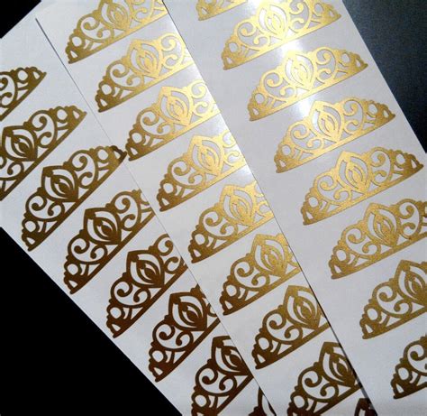 5 3'' Gold Crown stickers Vinyl Stickers princess by EtagaDesigns