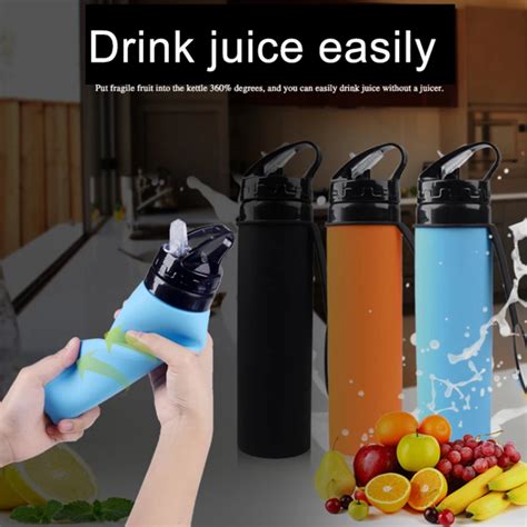 Botella de agua plegable de silicona portátil para deporte botellas