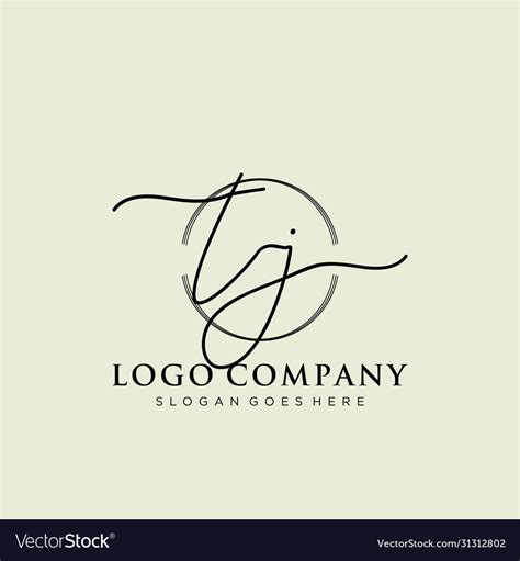 Tj initial handwriting logo design Royalty Free Vector Image