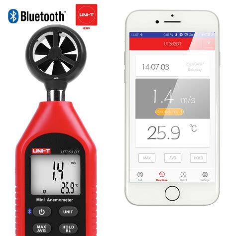 Bluetooth Anemometer Handheld UNI T UT363BT Handheld Mini Digital