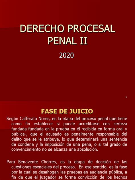 Derecho Procesal Penal Ii La Etapa De Juicio Pdf Sentencia Ley