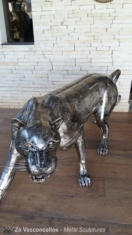 Jaguar Onça Nova escultura em Inox Ze Vasconcellos Metal Sculptures