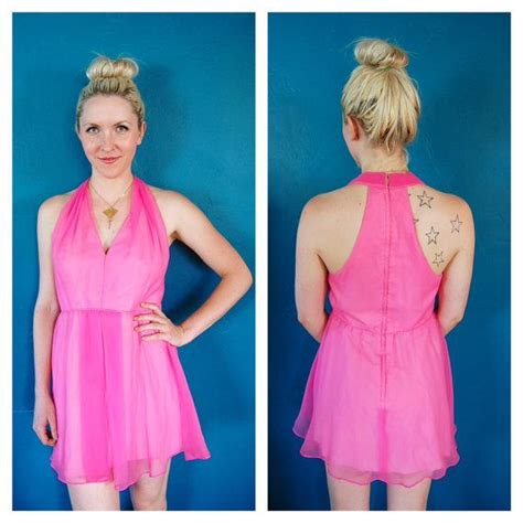 Vintage 70s Hot Pink Party Dress Bridesmaid Sheer Overlay Etsy Hot Pink Party Dresses Pink