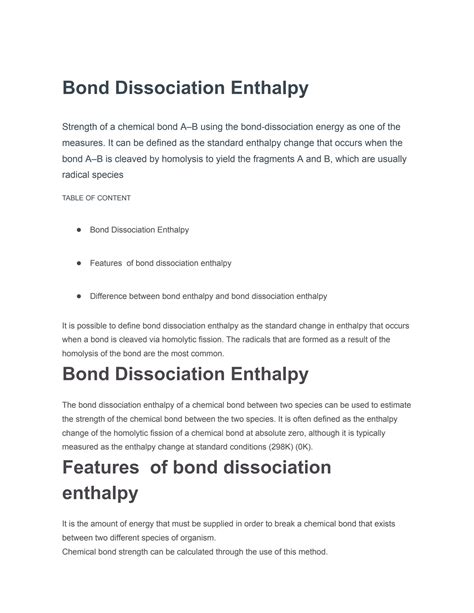 Solution Bond Dissociation Enthalpy Studypool