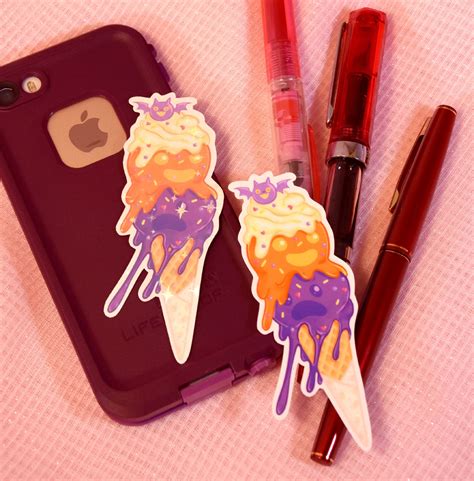 Ice Scream Sticker Gloss Holographic Spooky Cute Kawaii Ice Etsy