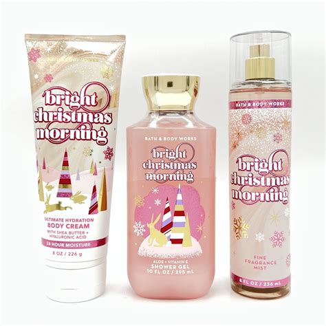 Bath And Body Works Bright Christmas Morning 8oz Body Cream 10oz Shower Gel And 8oz Fine Fragance