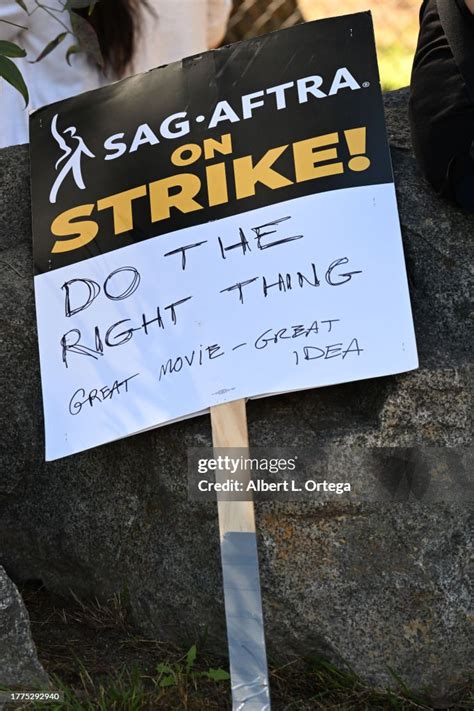 A Picket Sign As The Sag Aftra Strike Continues At Fox Studios On