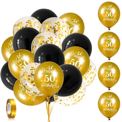 Buy Whaline 50th Birthday Balloons Set 24pcs Black Gold Latex Balloon