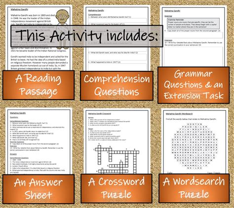 Lks2 Mahatma Gandhi Reading Comprehension Activity Teaching Resources