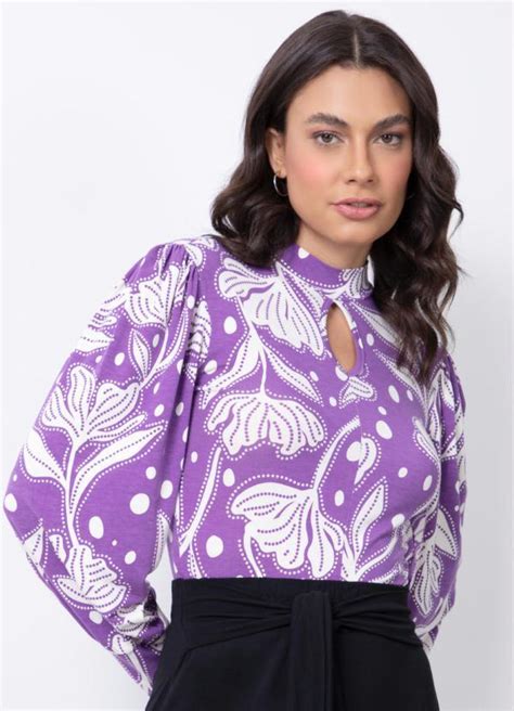 Blusa Floral Roxo Gota Quintess