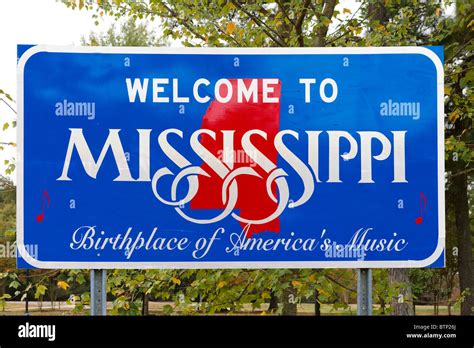 Welcome To Mississippi Sign At The Welcome Center Mississippiusa