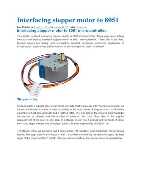 Interfacing Stepper Motor To 8051 Pdf Electric Motor Electronic Engineering