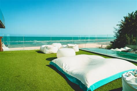 Premium Photo Beach Bean Bag On Balcony With Ocean Sea