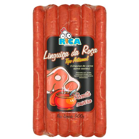 Linguiça Suína Fina da Roça Rica Embalagem de 500g Compre Rica A