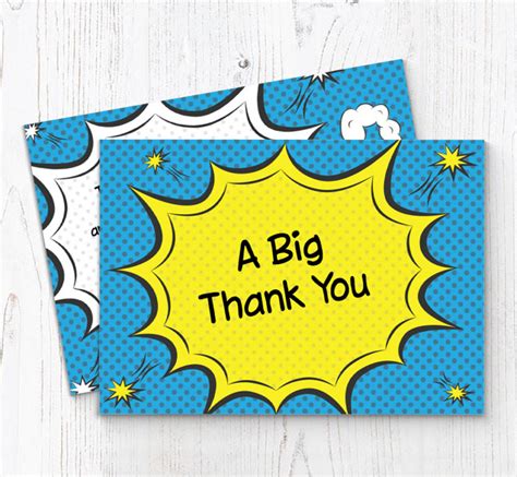 Blue Comic Boom Thank You Cards Personalise Online Plus Free