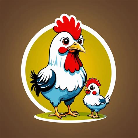 Lindo Pollo Madre Con Ilustraciones Vectoriales De Dibujos Animados De